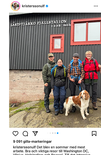 Ulf Kristersson med familj i Abisko.